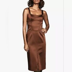 NWT Reiss Madeleine Structured Dress, Chocolate SIZE 2